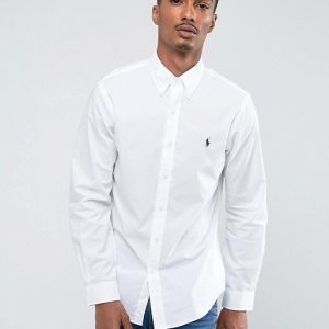 Polo Ralph Lauren Poplin Shirt Buttondown Slim Fit in White